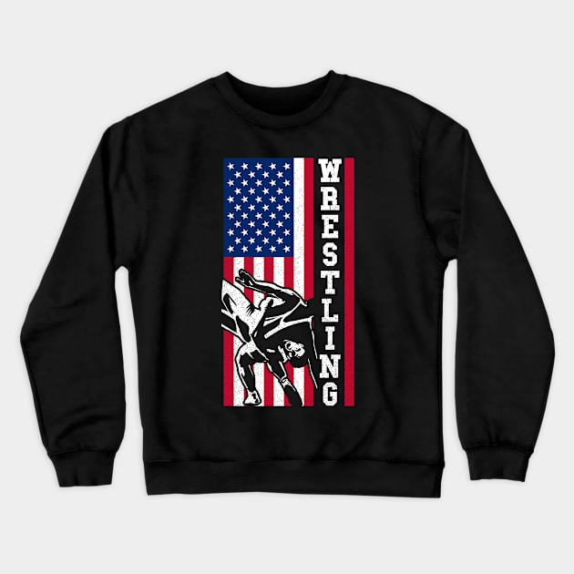 American Flag Wrestling Shirt | Wrestle Coach Gift Crewneck Sweatshirt by Gawkclothing